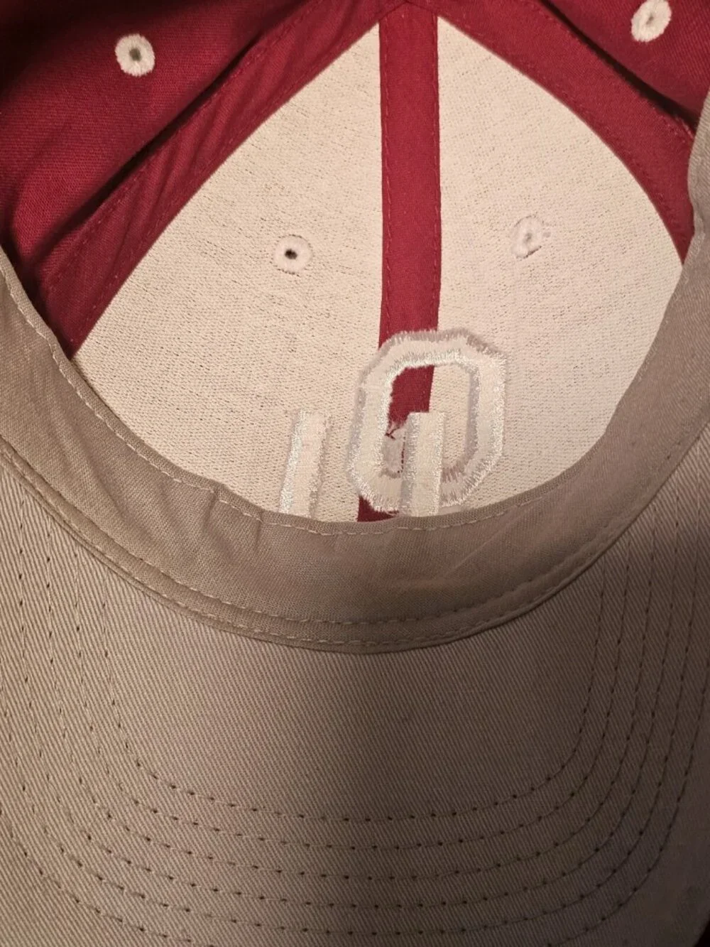 Red/Burgundy Oklahoma Sooners White OU Embroidered Logo Men's Strap Back Hat